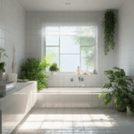 Salle de bains moderne bien ventilée sans trace d’humidité