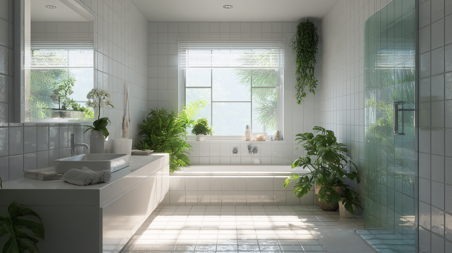 Salle de bains moderne bien ventilée sans trace d’humidité