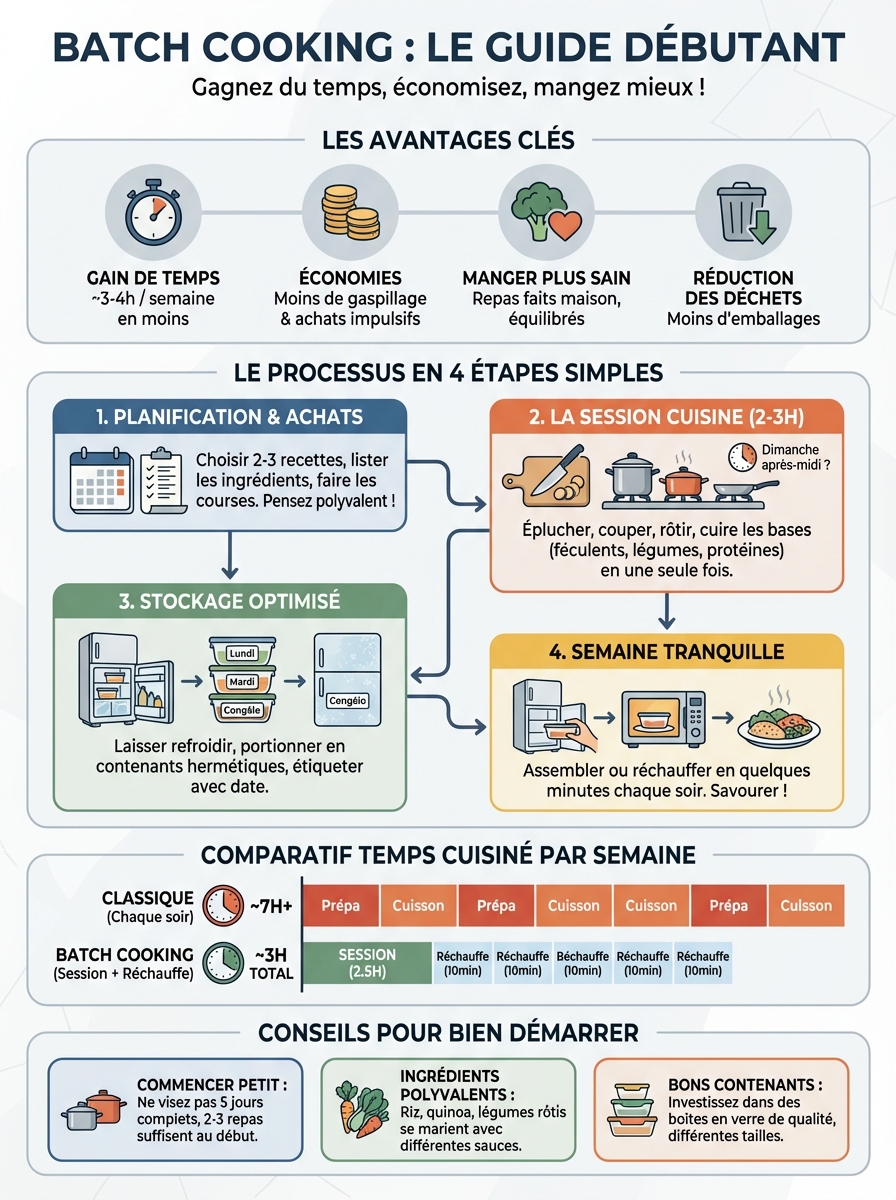 Infographie batch cooking débutant