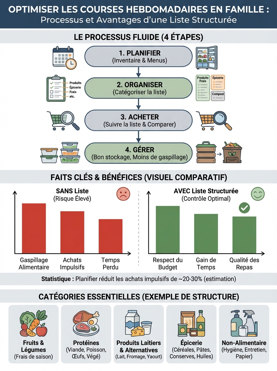 Infographie liste courses semaine famille