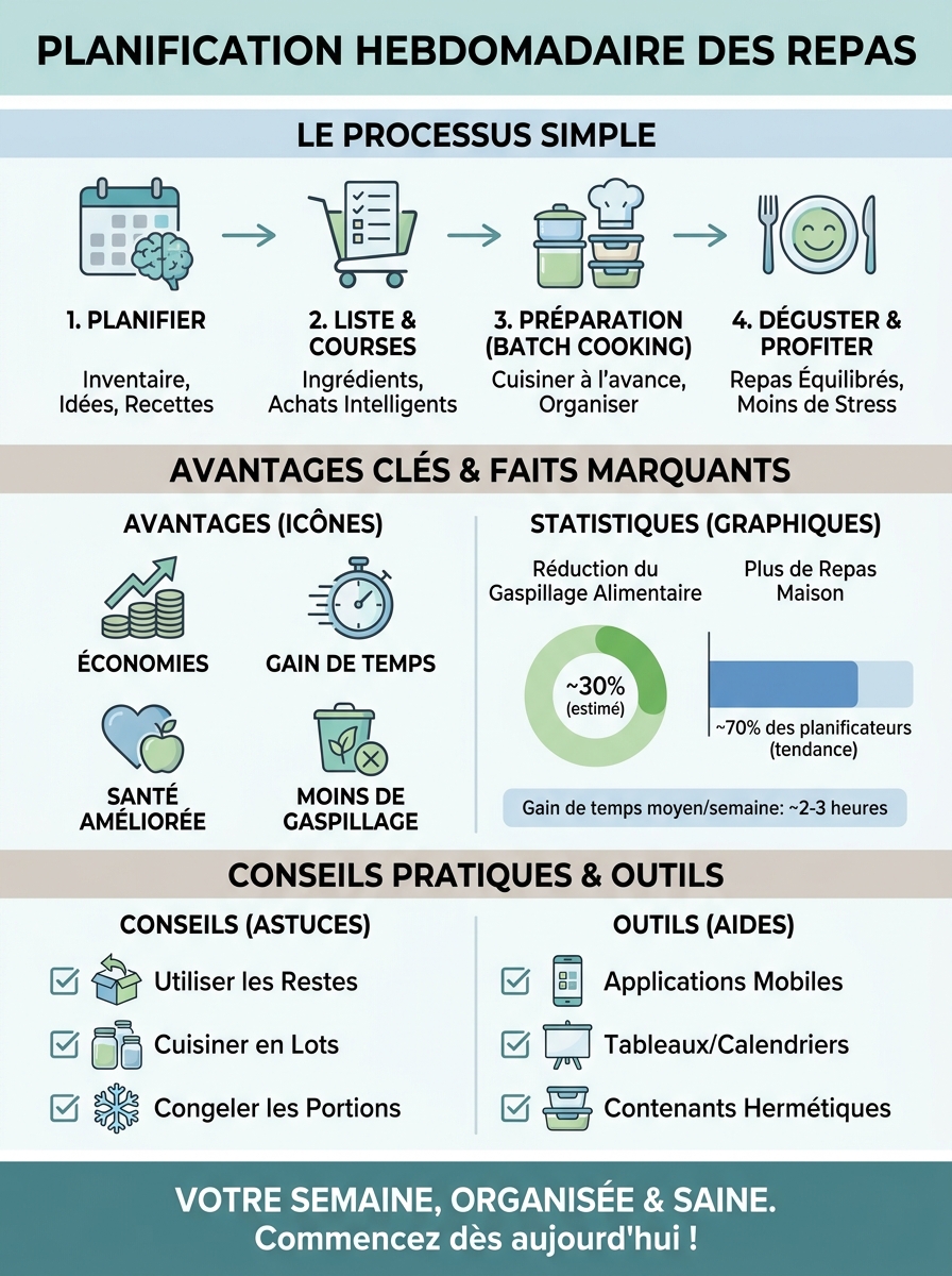 Infographie meal planning hebdomadaire