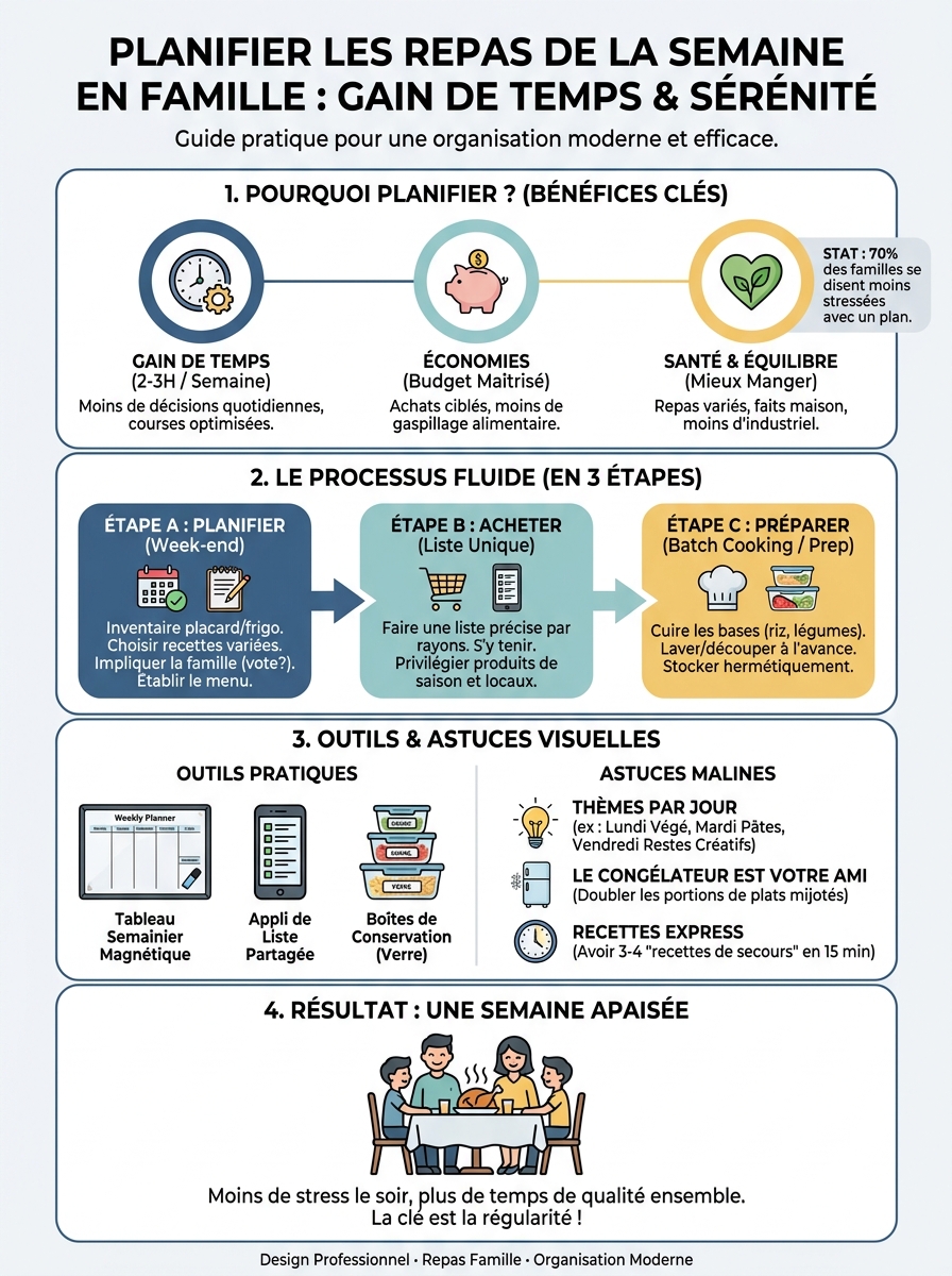 Infographie repas semaine famille