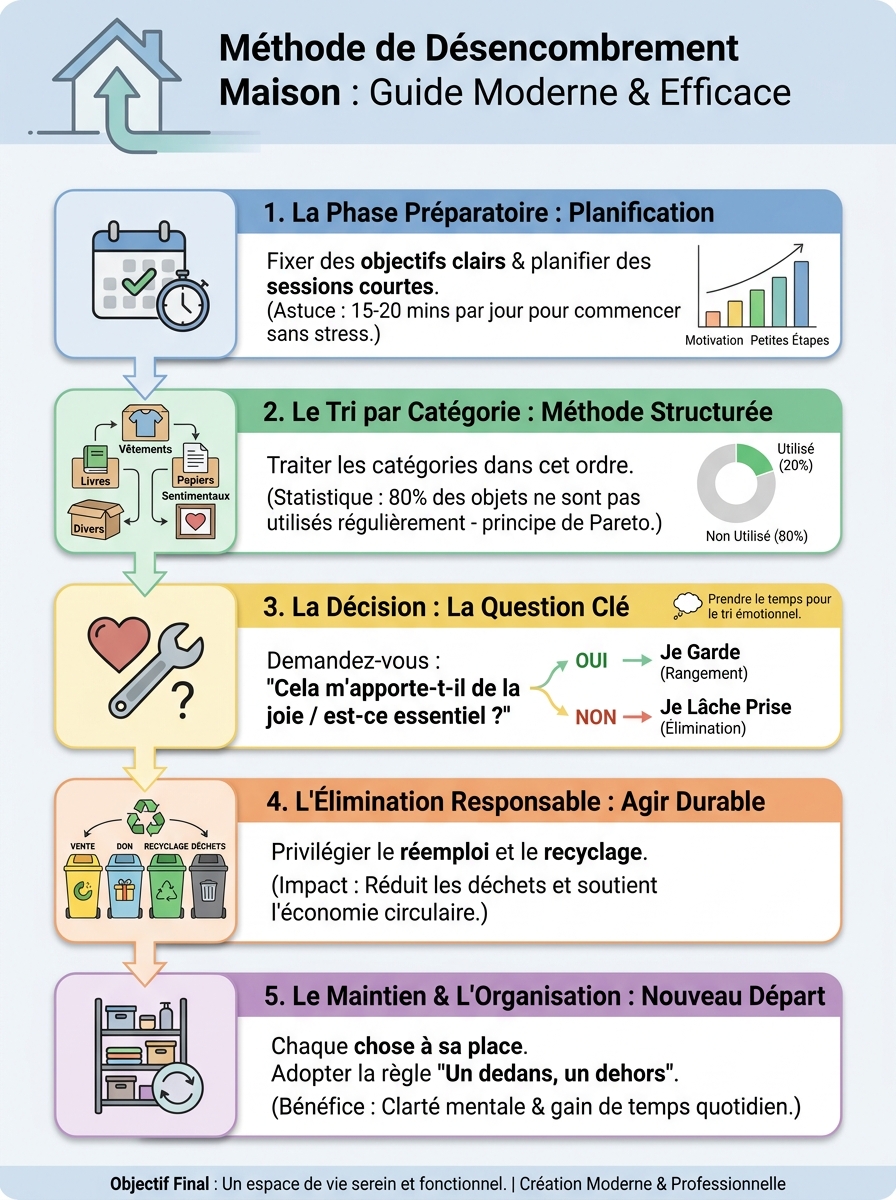 Infographie désencombrement maison méthode
